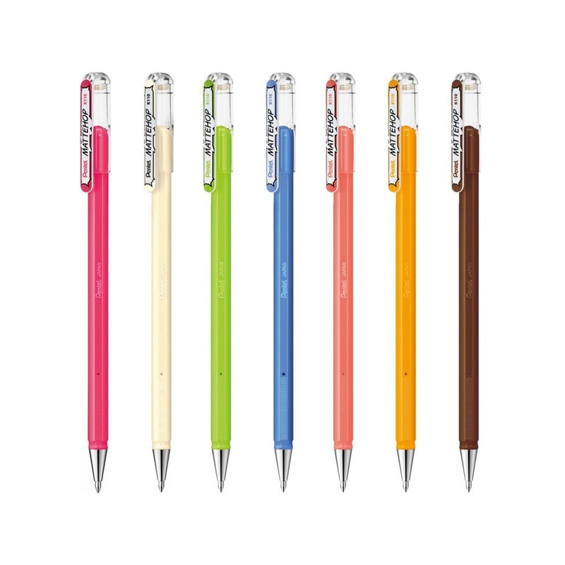 Pentel قلم حبر جاف بنتل مات هوب الأصلي + لون حلو، 14 لون K110-V14ST - Image 2