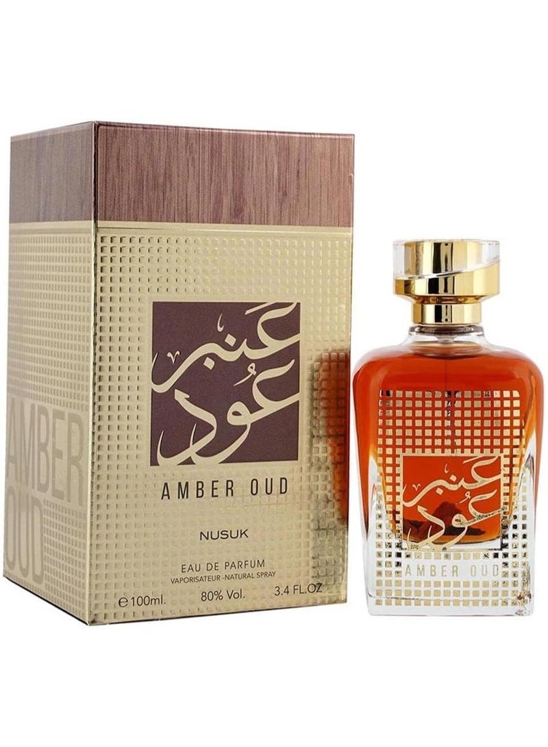 NUSUK Amber Oud EDP Perfume for Men & Women, 100ml - Image 1