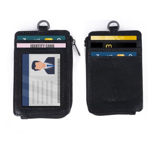 HAMELIN Noah Unisex ID & Card Holder | Slim Leather Wallet for Men & Women | 5-Slot Debit, Credit, Business & ID Card Holder | Compact Wallets for Easy Access | Stylish Wallets for Women | Jet Black - Image 1