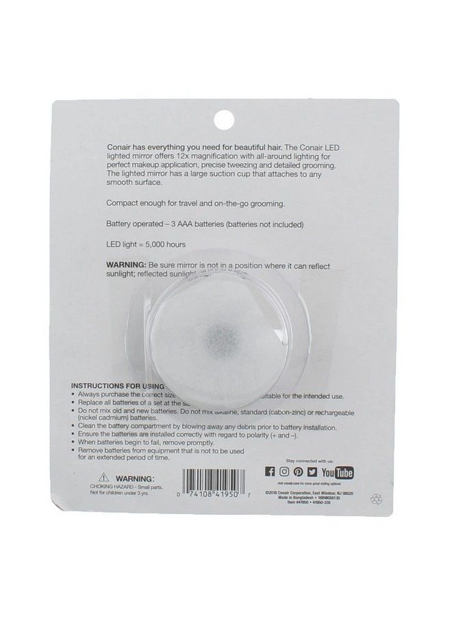 CONAIR Dome Lighted Mirror 12X Magnification - Image 4