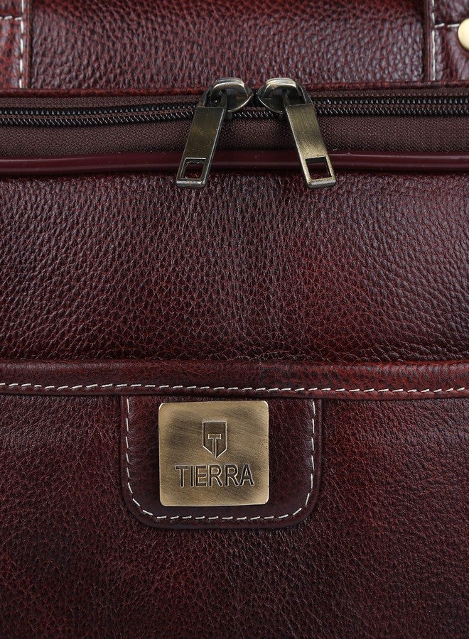 TIERRA Genuine Leather Slim Laptop Messenger Bag(16 inch,Brown) - Image 3
