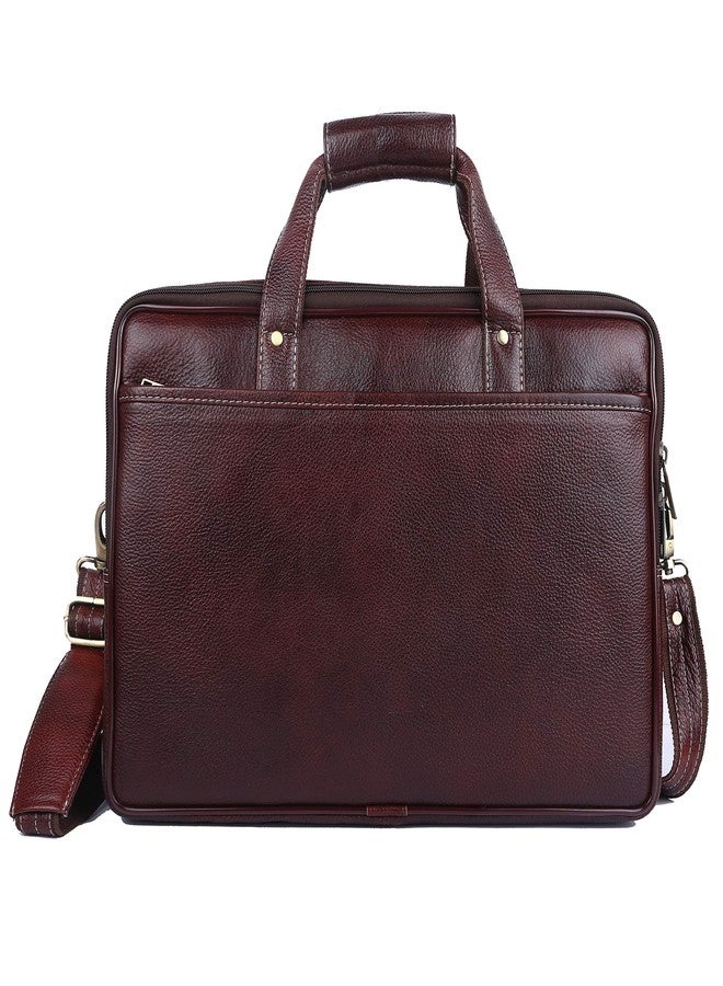 TIERRA Genuine Leather Slim Laptop Messenger Bag(16 inch,Brown) - Image 4