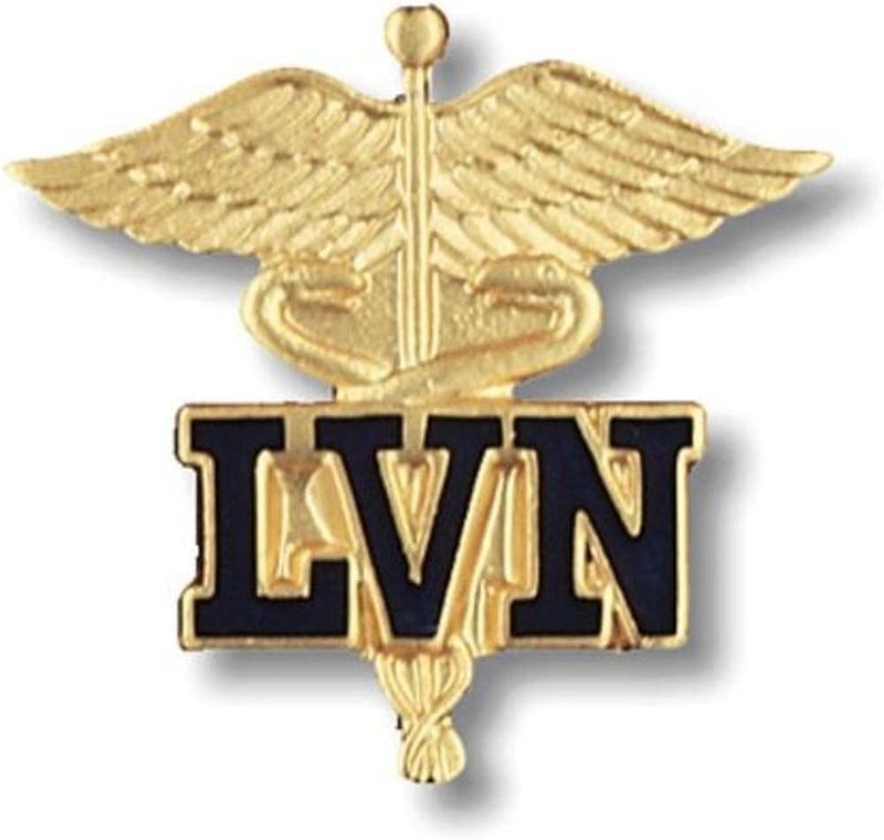 Prestige Medical Licensed Vocational Nurse Emblem Pin - Gold Plated Cloisonne Jewelry