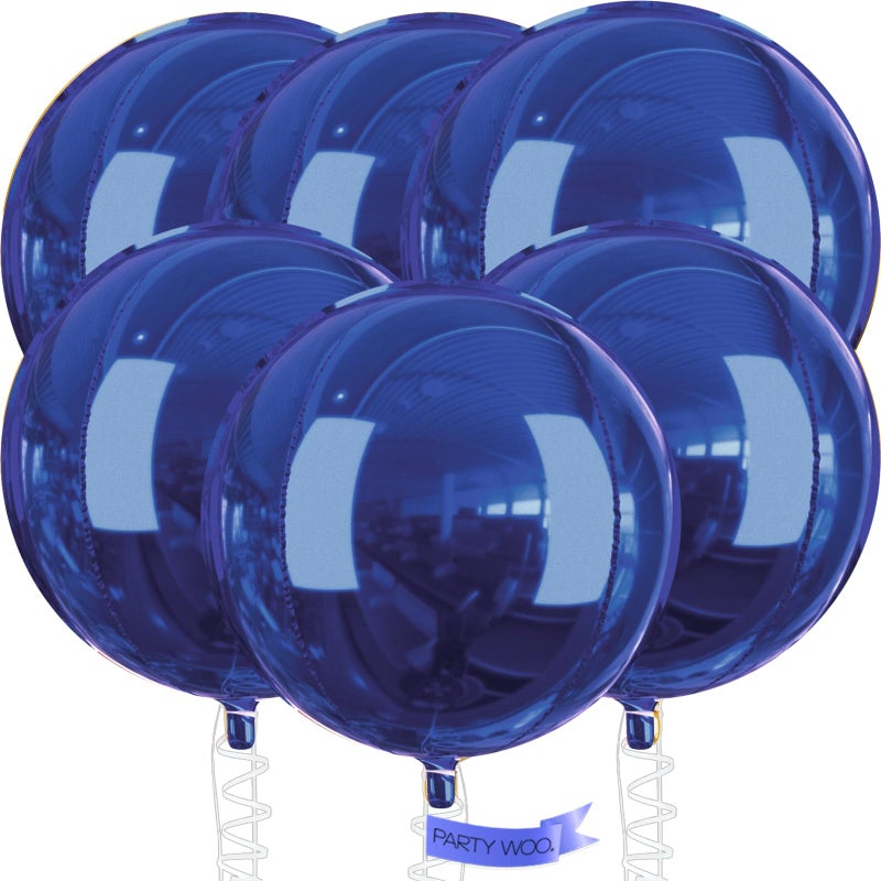 PartyWoo Navy Blue Foil Balloons 6pcs 32 Inch Large Round Foil Big Giant 4D Jumbo Inflatable Mirror Ball Mylar Balloons for Graduation Men Birthday Baby Shower Space Themed Party Decorations - Image 3
