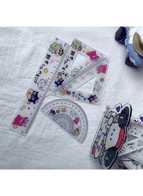 Kapibala ruler for students suit 15cm set of four-piece stationery triangle ruler protractor multifunctional Crayon Small New Ruler