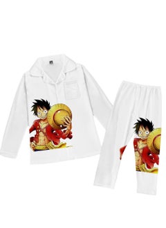 KUYING New One Piece Printed Pants Long Shirts Pajamas Set  - Image 1