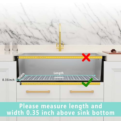 AWOKE Sink Protectors for Kitchen Sink, Kitchen Sink Protector Mat - 28.4"x15.2" Heat-Resistant Silicone Folding Non-Slip Mat for Stainless Steel Sink with Rear Drain (Grey) - Image 3
