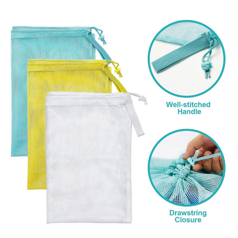 Dalykate Mesh Laundry Bags, 24" x 36", Heavy Duty with Reinforced Handles, Foldable & Portable, Drawstring Closure, 3-Pack, Mixed Colors - Image 3