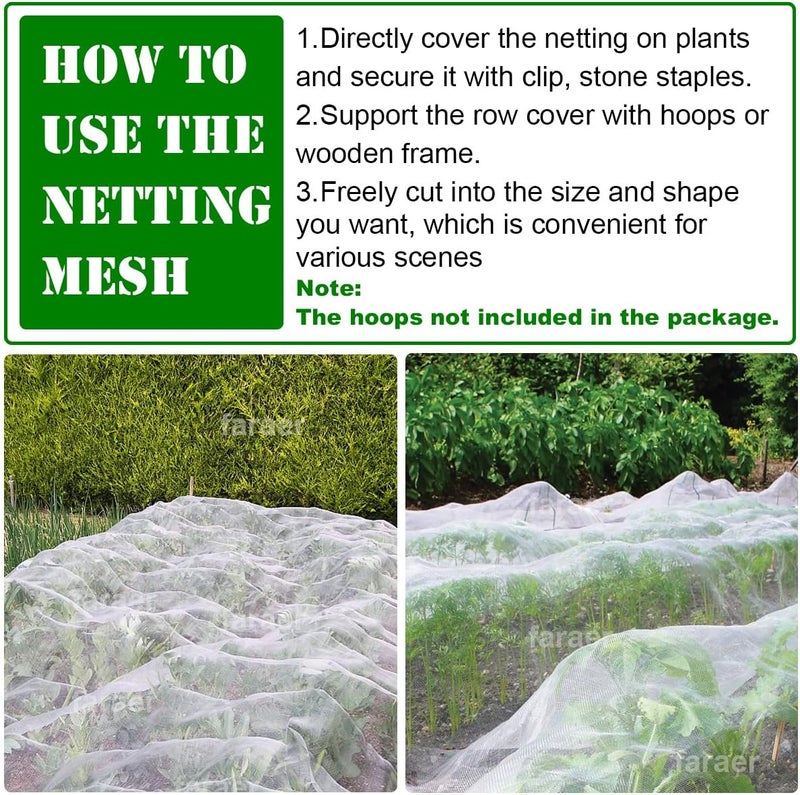 FARAER Garden Pest Barrier Netting, Insect Barrier Net 8x24Ft Ultra Fine Protect Netting Thickened Mesh Net Plant Covers for Vegetable Plants Fruits Greenhouse Row Cover Raised Bed Barrier Screen Bugs Out - Image 4
