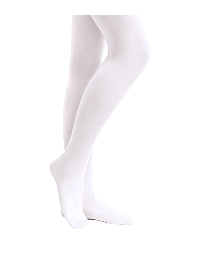 Stelle Girls' Ultra Soft Pro Dance Tight/Ballet Footed Tight (Toddler/Little Kid/Big Kid), White, XS - Image 1