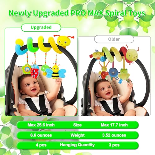FPVERA Car Seat Toys for Babies 0-6 Months Upgraded Version Spiral Car Seat & Stroller Activity Toy, Soft Plush Hanging Toys with Rattles, Best Gift for Ages 0 and Up - Image 2