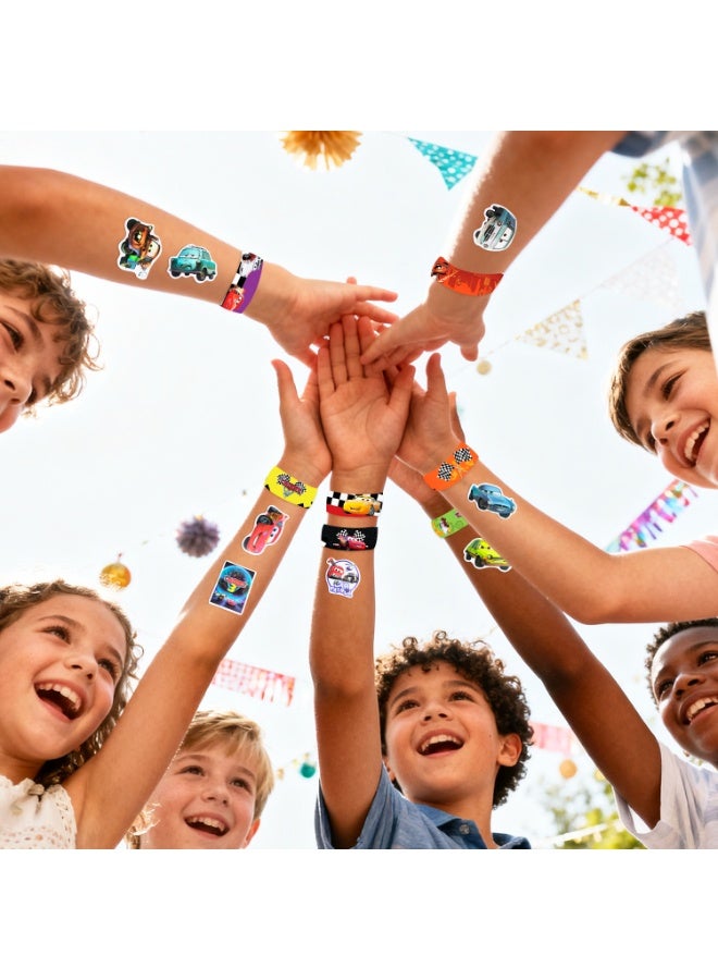 FRUITFUL PARTY 90pcs Cars Party Favors, 40pcs Lightning McQueen & Friends Bracelets and 50pcs Cars Stickers for Kids - Cars Themed Party Favors for Pixar Cars Birthday Party Supplies - Image 5