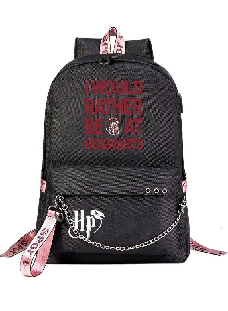 Harry Potter Cartoon Print Student Youth Large Capacity Backpack For Men And Women