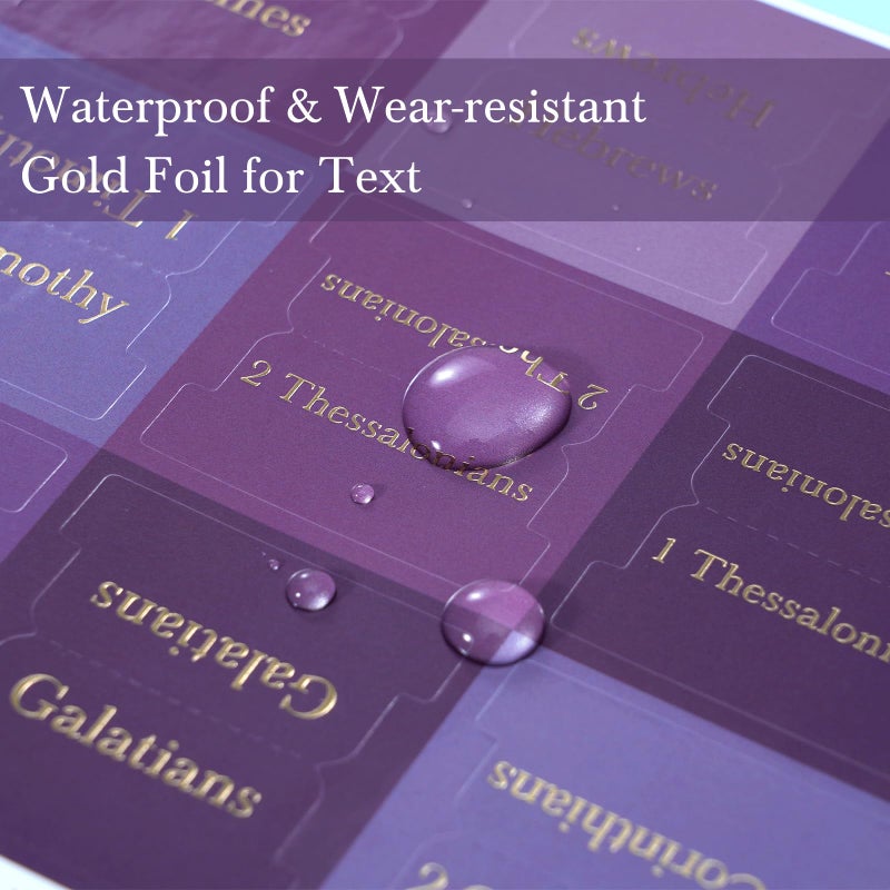 XKDOUS Purple Bible Tabs with Stickers, Laminated Gold Foil Large Print Bible Tabs for Women Men Kids, Bible Study Supplies, Bible Book Tabs and Stickers Designed for Bible (Hyacinth Purple) - Image 4