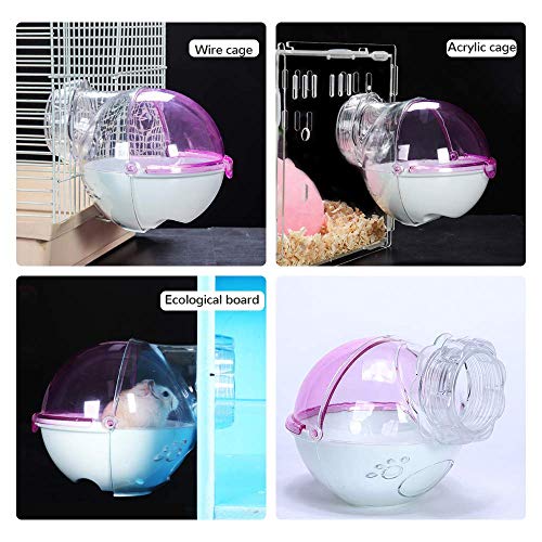 CHUQIANTONG Small Animal Bath House,Pet Toy Acrylic Hamster Bathroom Cage Toilet Bathtub Sand Bath Container Removable, Suitable for Chinchilla Syrian Hamster Gerbil (Pink) - Image 4