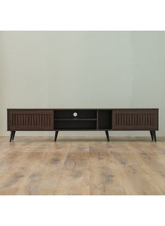 DANUBE HOME Alfa Large Tv Cabinet Upto 80 Inches Entertainment Wall Tv Unit Wooden Tv Rack Stand Media Console Table For Living Room L 200x40x44.5 Cm Walnut  - Image 3
