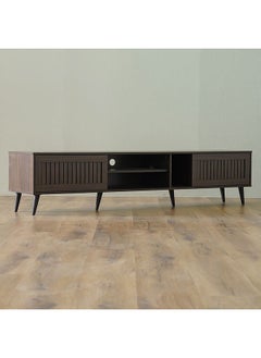 DANUBE HOME Alfa Large Tv Cabinet Upto 80 Inches Entertainment Wall Tv Unit Wooden Tv Rack Stand Media Console Table For Living Room L 200x40x44.5 Cm Walnut  - Image 4