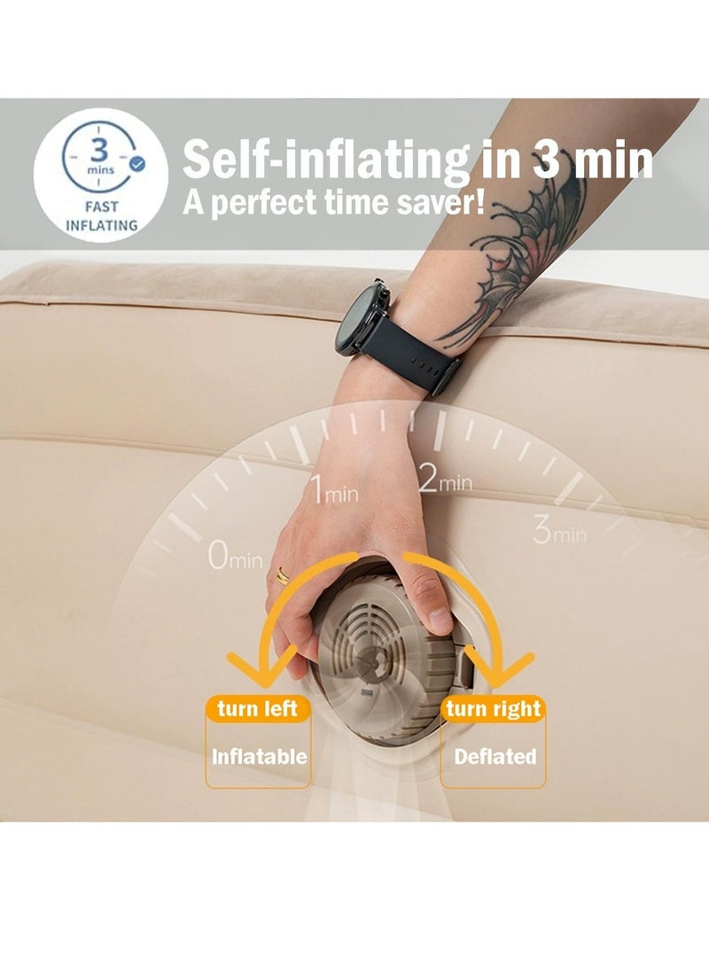 VUCATIN مرتبة هوائية، وسادة نوم ذاتية النفخ، سرير هوائي فردي مع مضخة مدمجة، مرتبة هوائية بسعة 300 رطل، سرير أمتعة للتخييم المنزلي، سرير هوائي للسفر (مفرد/منخفض) - Image 5