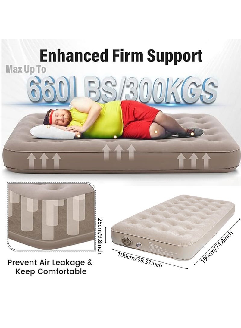 VUCATIN مرتبة هوائية، وسادة نوم ذاتية النفخ، سرير هوائي فردي مع مضخة مدمجة، مرتبة هوائية بسعة 300 رطل، سرير أمتعة للتخييم المنزلي، سرير هوائي للسفر (مفرد/منخفض) - Image 4