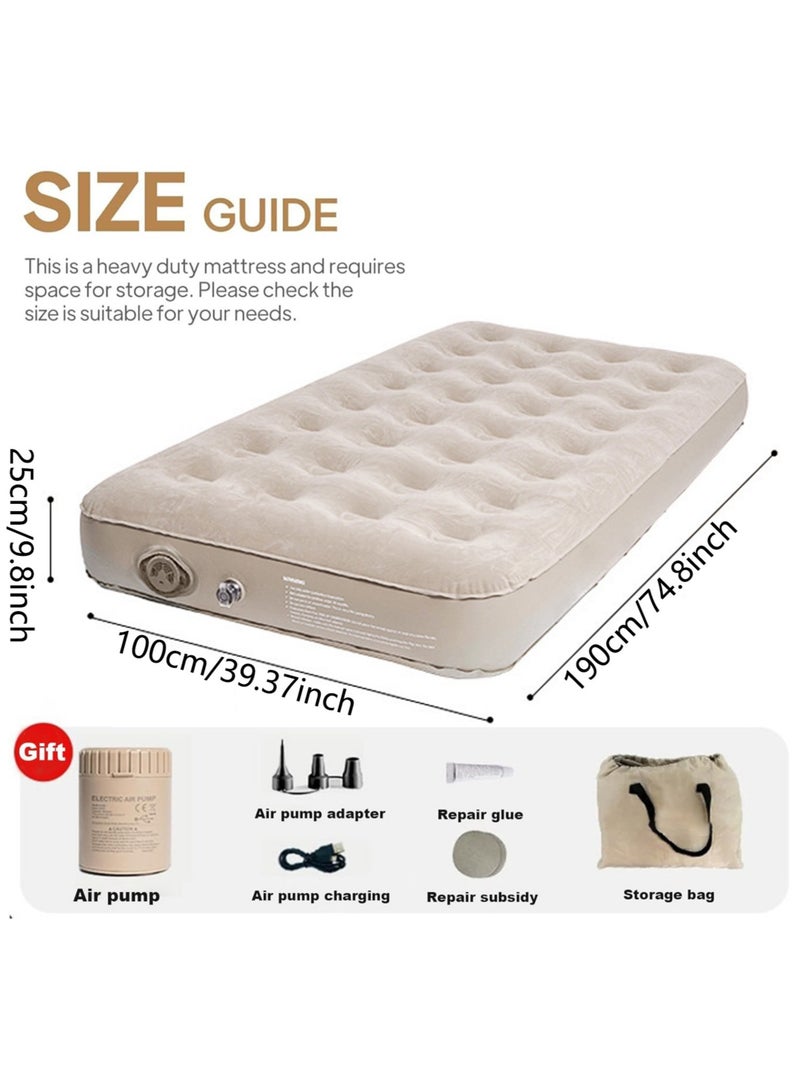 VUCATIN مرتبة هوائية، وسادة نوم ذاتية النفخ، سرير هوائي فردي مع مضخة مدمجة، مرتبة هوائية بسعة 300 رطل، سرير أمتعة للتخييم المنزلي، سرير هوائي للسفر (مفرد/منخفض) - Image 2