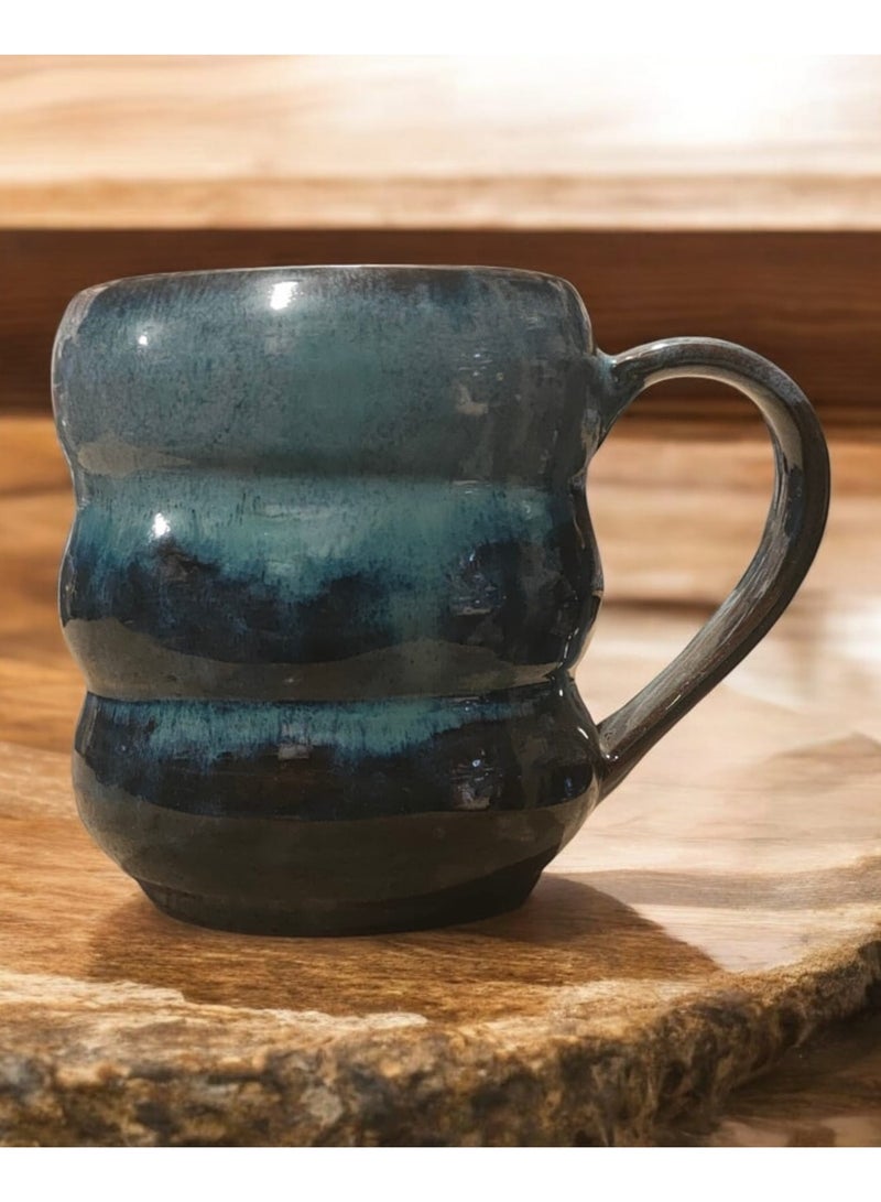 color zone pottery 300ml ceramic and earthenware mug, each piece is unique, microwave safe - Image 1