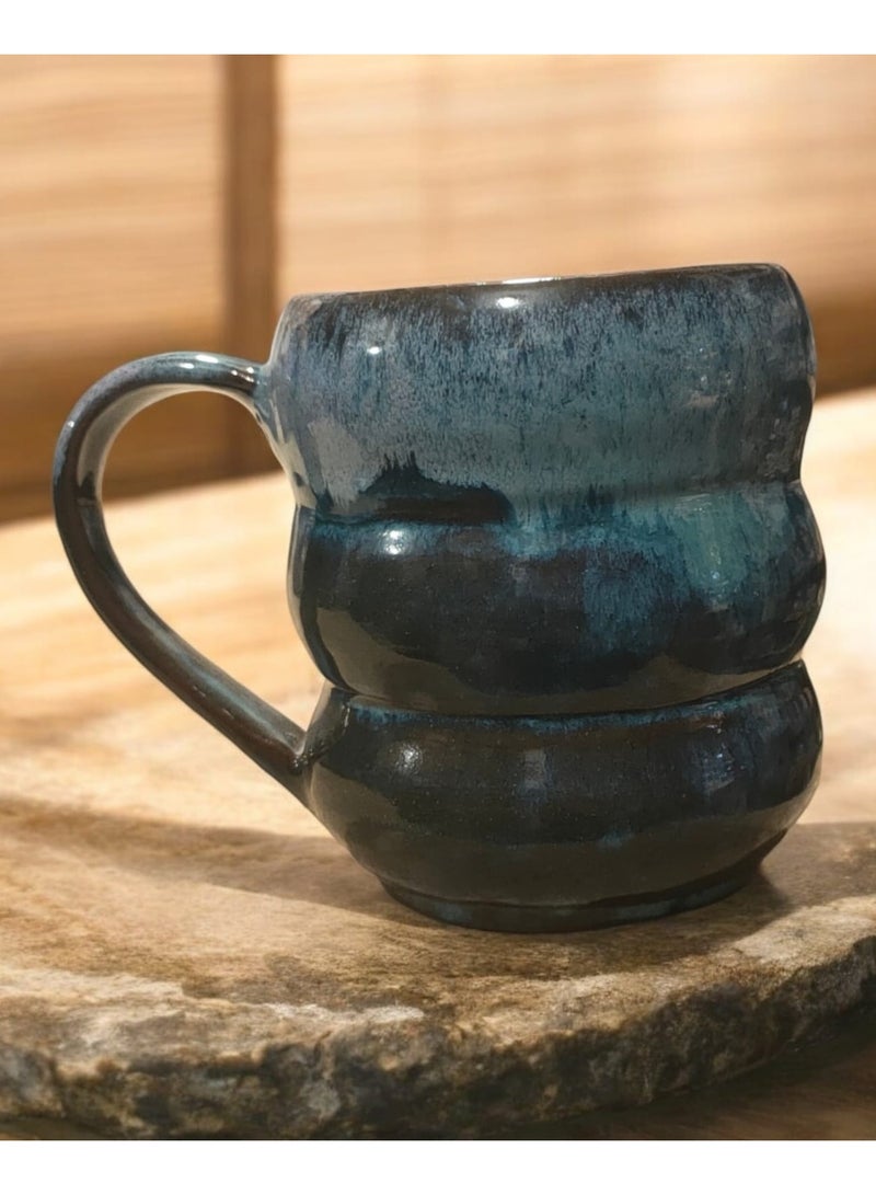color zone pottery 300ml ceramic and earthenware mug, each piece is unique, microwave safe - Image 2