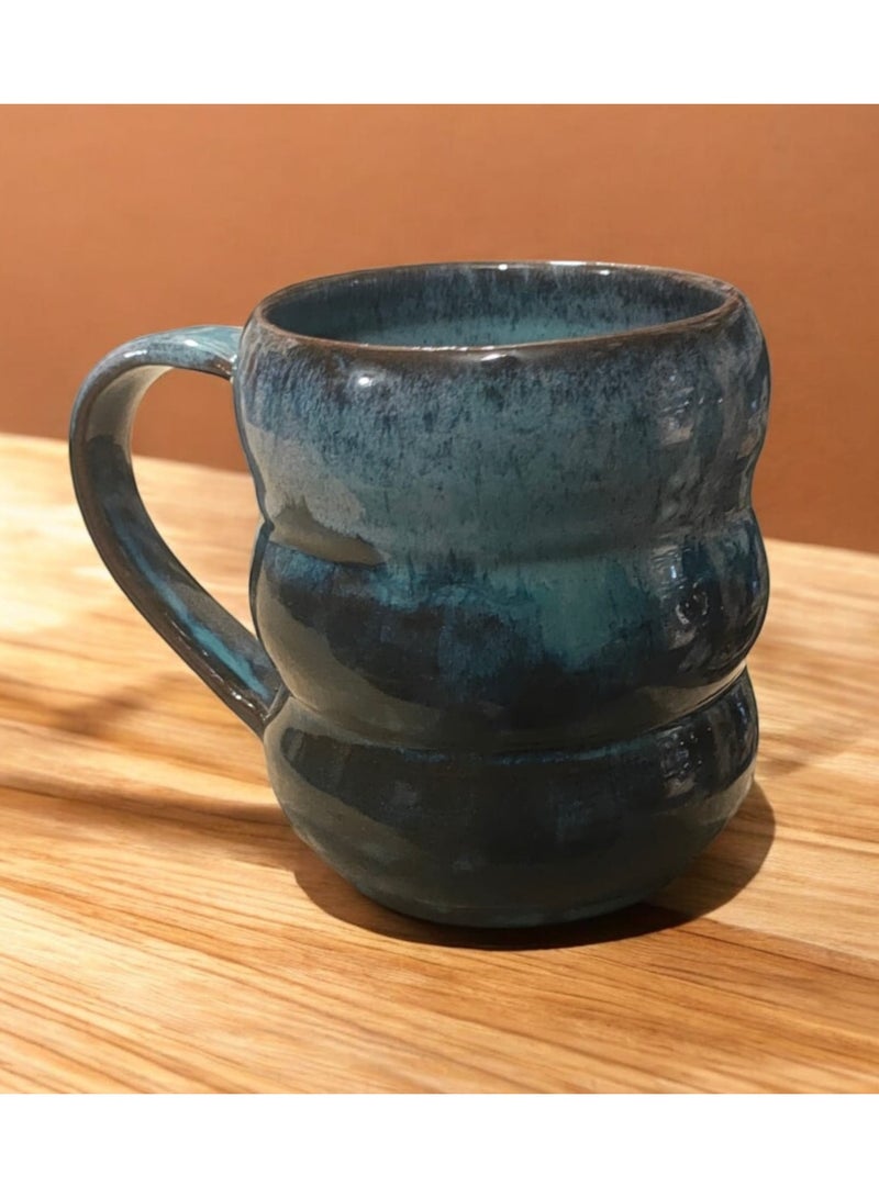 color zone pottery 300ml ceramic and earthenware mug, each piece is unique, microwave safe - Image 3