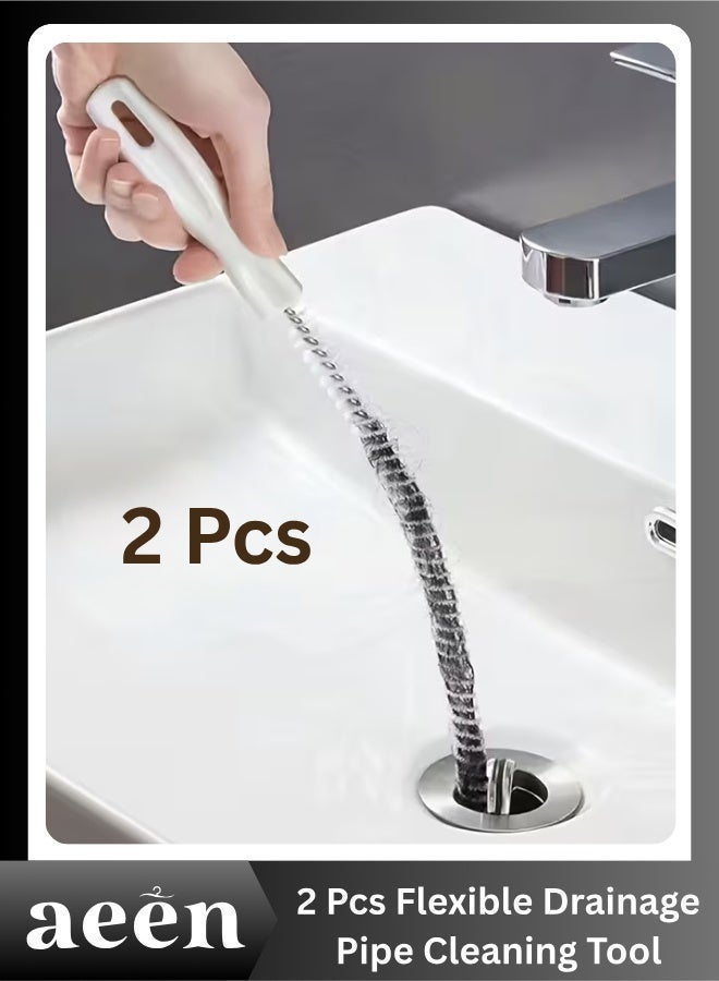 aeen 2 Pcs Manual Drain Cleaning Tool – Flexible Plastic Drain Snake for Removing Hair, Debris & Blockages from Kitchen & Bathroom Pipes - Image 1