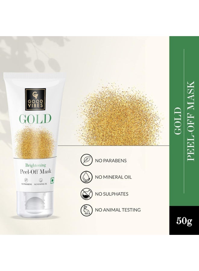 Good Vibes Gold Brightening Peel Off Mask, 50 g Deep Pore Cleansing Peel-Off Face Mask For All Skin Types, Anti-Bacterial & Helps Remove Acne, No Parabens, Sulphates & Mineral Oils - Image 3