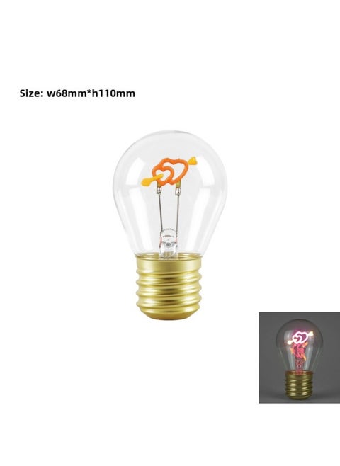 Charging Bulb LED Independent Light Source Usb Interface Portable Night Light Unicorn Love DIY Atmospheric High-end-Specifications:One Arrow Pierces The Heart - Pink + Orange