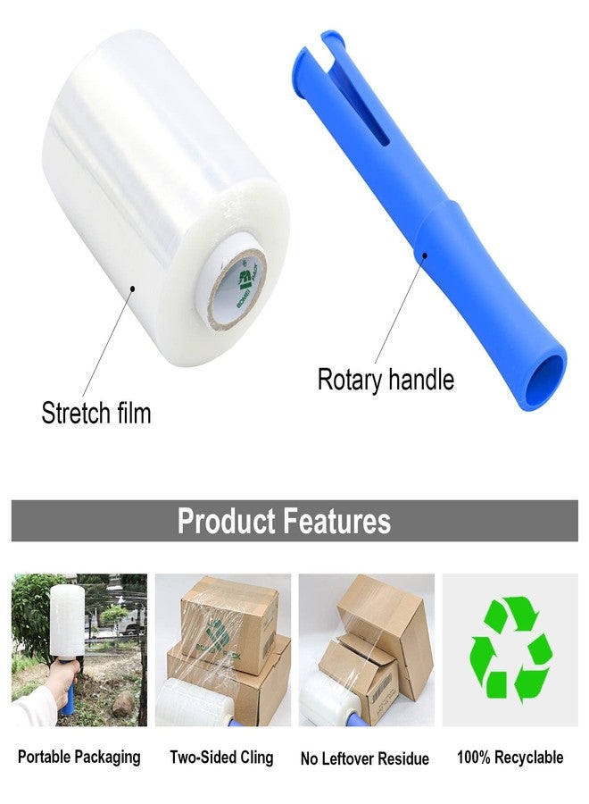 BOMEI PACK Clear Industrial Stretch Wrap Film 5" x 1000ft 2 Pack with Handle, 5" x 1000ft for Moving Supplies, Plastic Wrap for Packing, Heavy Duty Stretch Film - Image 4