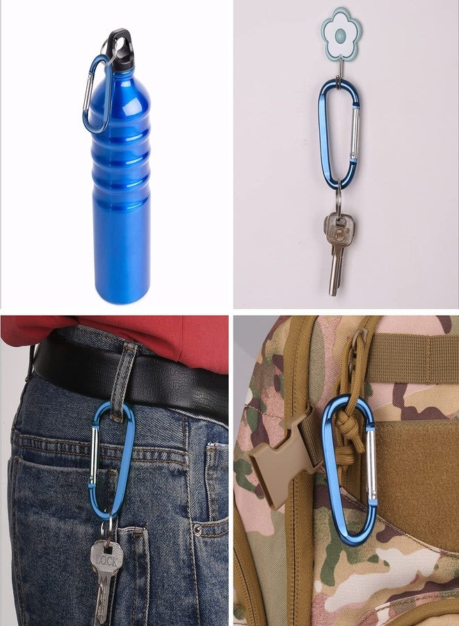 CampTek 6PCS Carabiner Caribeaner Clip,3" Large Aluminum D Ring Shape Carabeaner with 6PCS Keyring Keychain Hook (Orange+Red+Yellow+Navy+Pink+Pale Purple) - Image 5