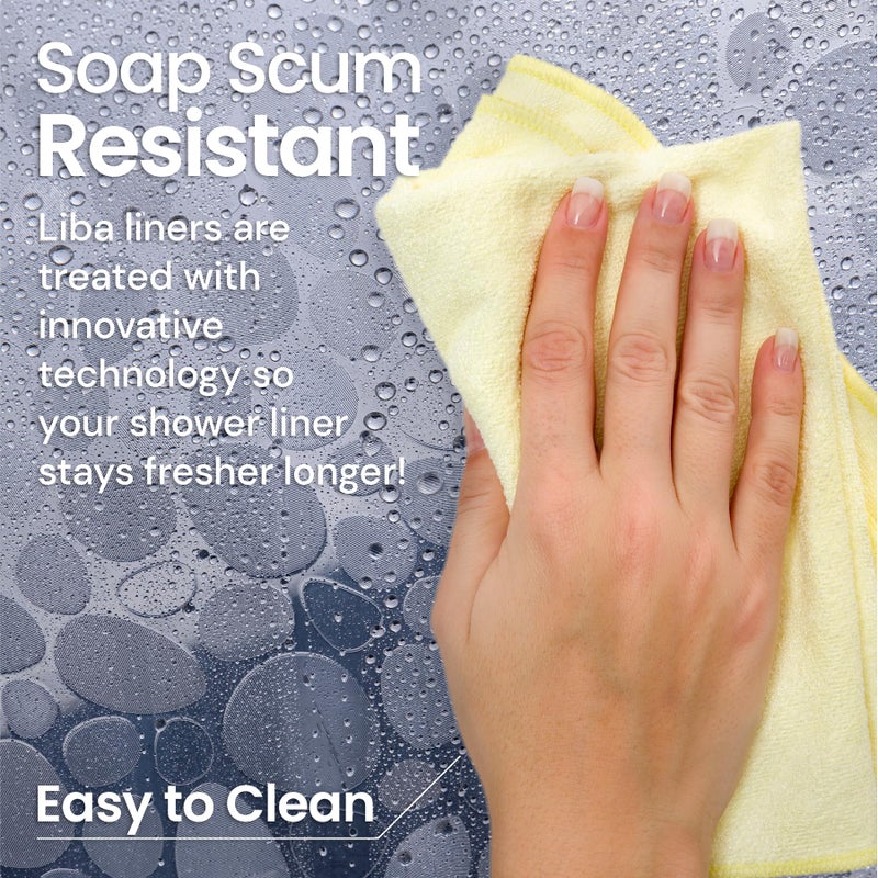 LiBa Plastic Shower Curtain, Heavy Duty 8G Shower Curtain for Bathroom, Waterproof Vinyl Shower Curtain, 3 Magnets, Rustproof Mental Grommets - 3D Clear Pebbles Pattern, 72x72 - Image 2