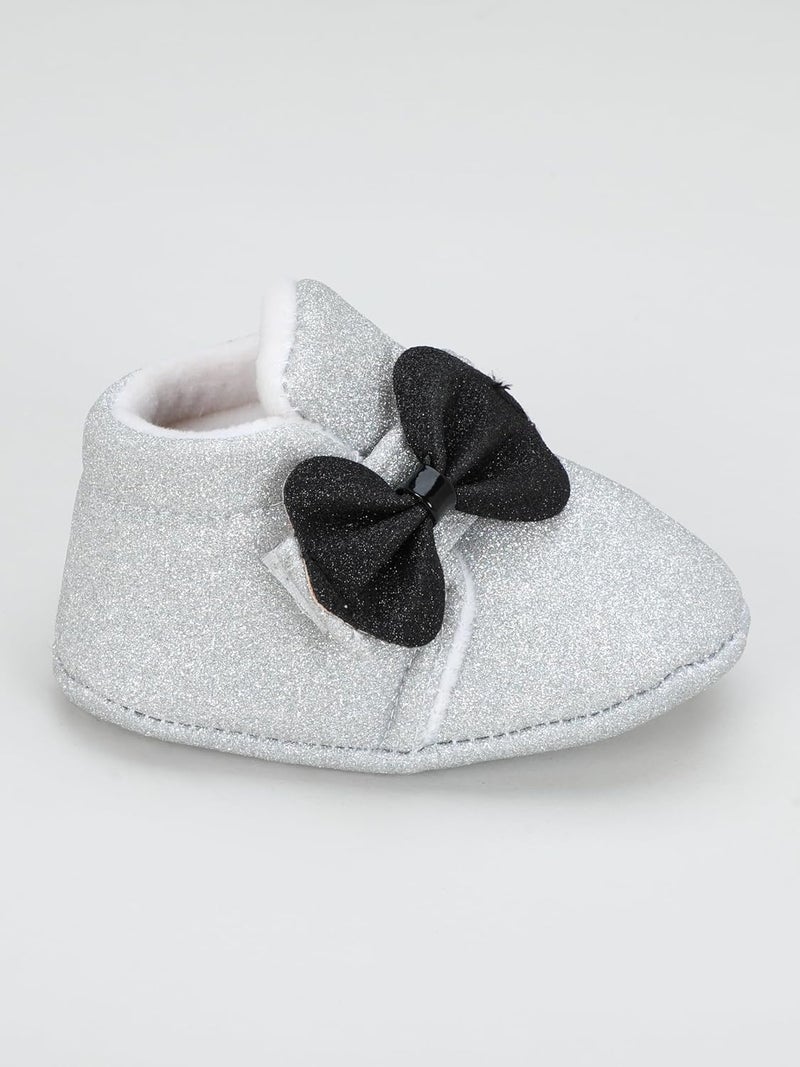 PureSole Baby Girls' Glitter Party Booties | Soft Sole Dress Shoes with Bow | Colorful Pre-Walker Crib Shoes for Special Occasions (6-12 Months) - Image 2