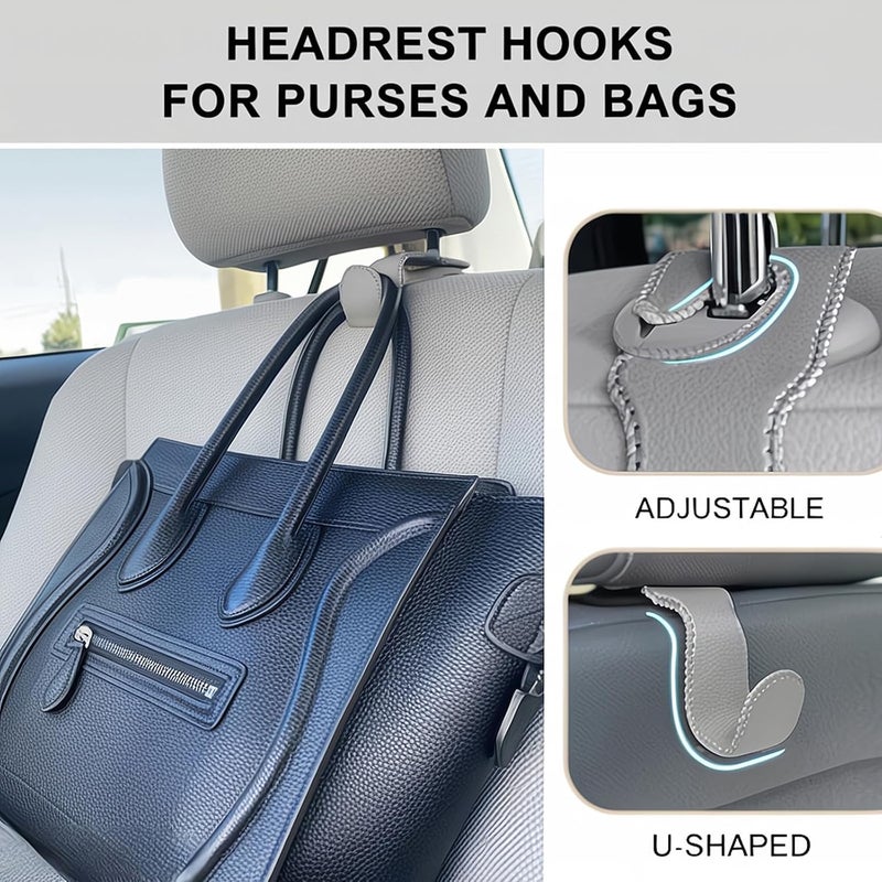 EldHus Seat Hooks for Purses and Bags, 2 Pack Car Bag Hanger Purse Holder, Grey - Image 2