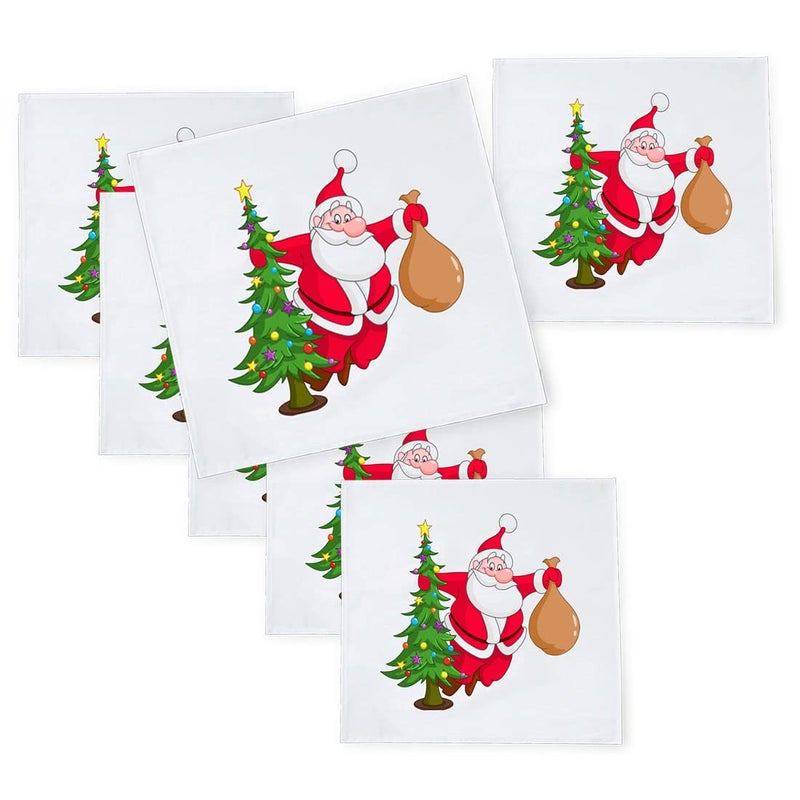 Khakee 6 Pcs Christmas Theme Silk Table Napkins 10x 10 for Xmas Decoration Christmas OrnamentsChristmas Giftxmas21049 - Image 1