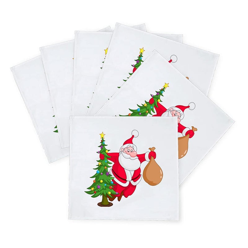 Khakee 6 Pcs Christmas Theme Silk Table Napkins 10x 10 for Xmas Decoration Christmas OrnamentsChristmas Giftxmas21049 - Image 2