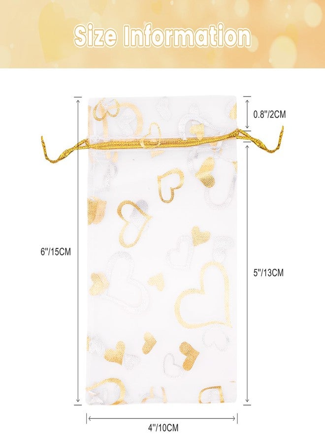 g2 بلس أكياس هدايا من الأورجانزا على شكل قلب من G2PLUS، 50 كيسًا شفافًا برباط، مقاس 4 × 6 بوصات - Image 3