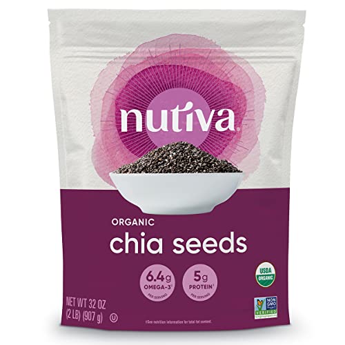 Nutiva USDA Organic Premium Nutrient-Dense Raw Black Chia Seeds with 3g Protein & 5g Fiber for Salads, Yogurt & Smoothies, Non-GMO, Vegan, Gluten-Free, Keto & Paleo, 32 Ounce - Image 1