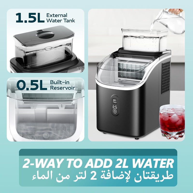 EUHOMY Ice Cube Maker Machine Countertop 16 Pcs in 13 Mins 15.4Kg/Day 2 Ways to Add Water Ice Size Selection Self Cleaning Ice Maker with Ice Scoop/Basket/Water Tank for Home/Kitchen/Party/Office - Image 4