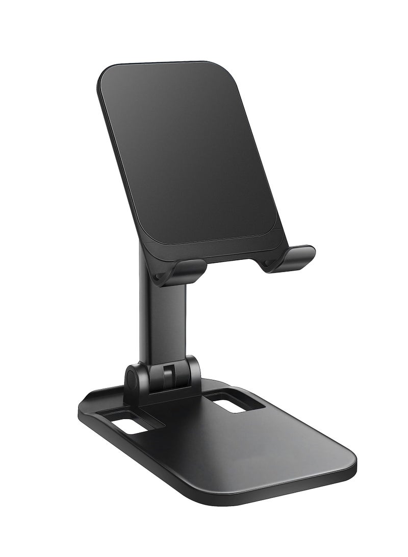 Excefore Phone Stand for Desk, Portable Cellphone Cradle, Adjustable in Height and Angle Phone Holder, Compatible with All Phones, Tablets (Black) - Image 1