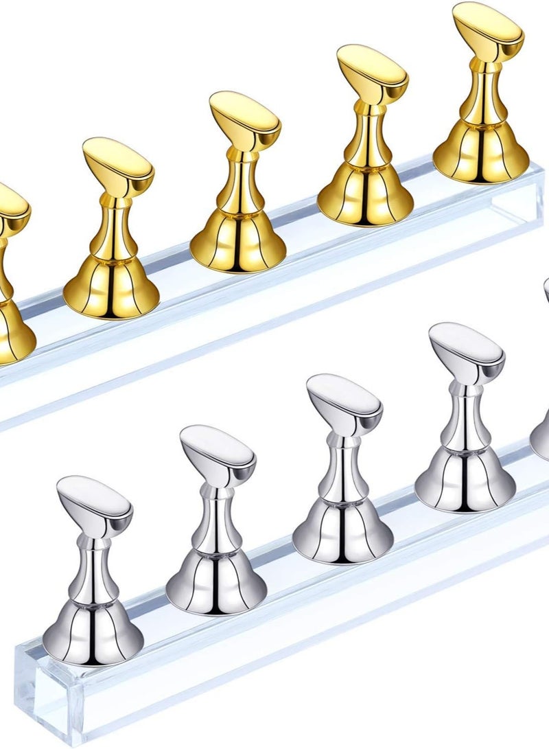 2 Sets Acrylic Nail Display Stand Nail Practice Holder Magnetic Nail Practice Stand Fingernail DIY Nail Stand for False Nail Manicure Tool Salon Use - Image 1