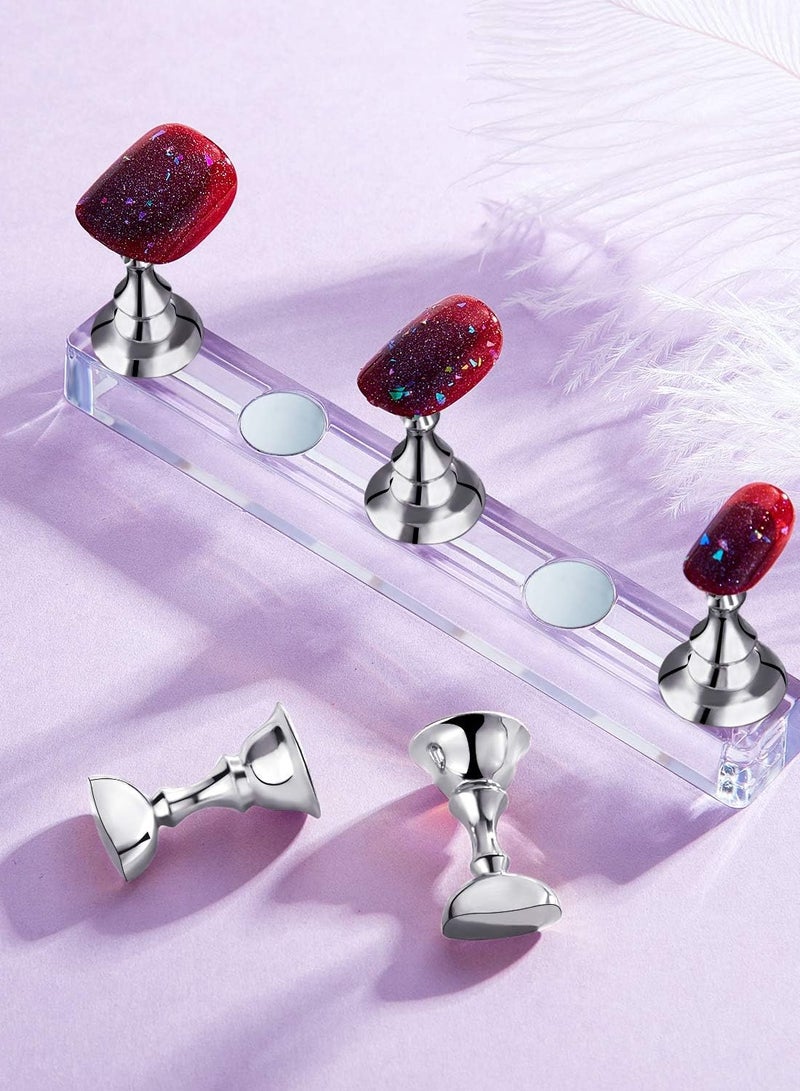 2 Sets Acrylic Nail Display Stand Nail Practice Holder Magnetic Nail Practice Stand Fingernail DIY Nail Stand for False Nail Manicure Tool Salon Use - Image 2