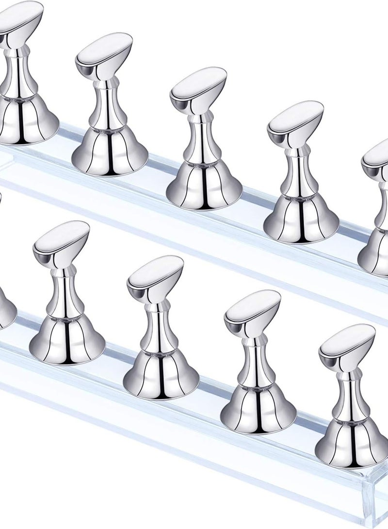 2 Sets Acrylic Nail Display Stand Nail Practice Holder Magnetic Nail Practice Stand Fingernail DIY Nail Stand for False Nail Manicure Tool Salon Use - Image 3
