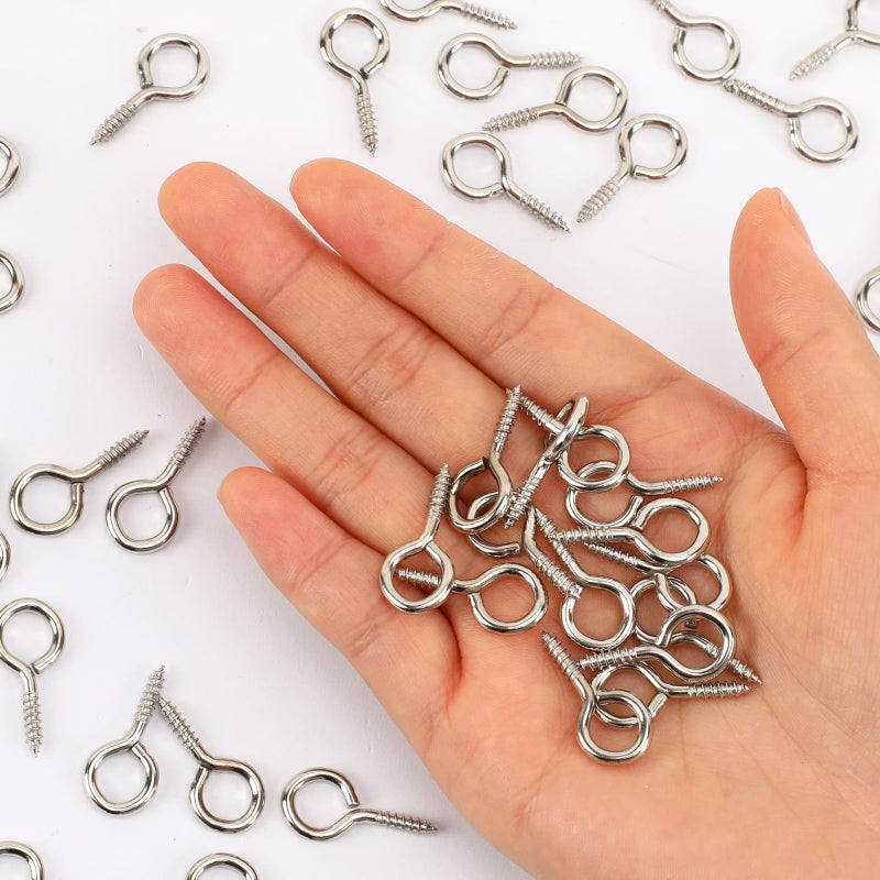 AUGSUN Eye Screws, 150PCS 1 Inch Screw Eyes Hooks Heavy Duty Screw Eyes Bolts Hooks Ring Screws for Wood Hanging Artwork - Image 4