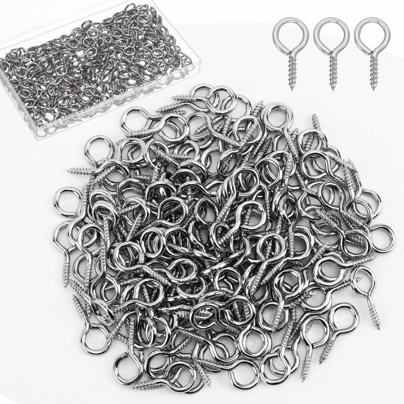AUGSUN Eye Screws, 150PCS 1 Inch Screw Eyes Hooks Heavy Duty Screw Eyes Bolts Hooks Ring Screws for Wood Hanging Artwork - Image 1