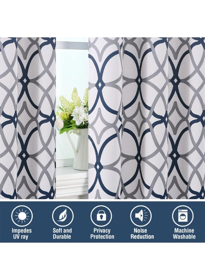 H.VERSAILTEX HVERSAILTEX Blackout Curtains Printed Design 96 Inch Length 2 Panels Set Thermal Insulated Curtains for Bedroom for Living Room Modern Grommet Window Drapes  Dark Denim and Grey - Image 5