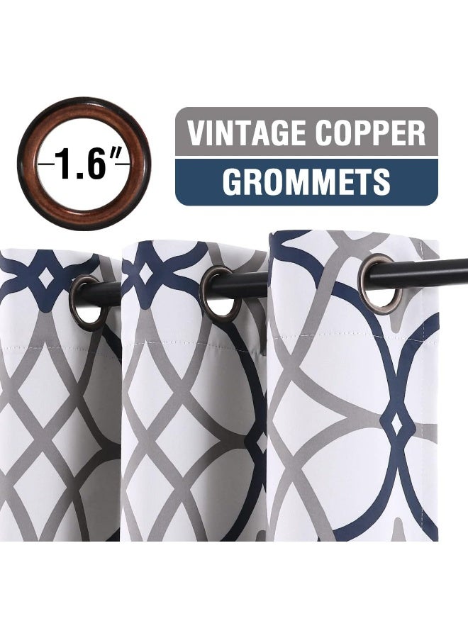 H.VERSAILTEX HVERSAILTEX Blackout Curtains Printed Design 96 Inch Length 2 Panels Set Thermal Insulated Curtains for Bedroom for Living Room Modern Grommet Window Drapes  Dark Denim and Grey - Image 4