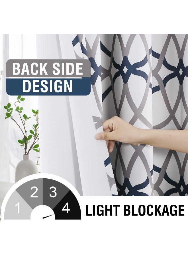 H.VERSAILTEX HVERSAILTEX Blackout Curtains Printed Design 96 Inch Length 2 Panels Set Thermal Insulated Curtains for Bedroom for Living Room Modern Grommet Window Drapes  Dark Denim and Grey - Image 3