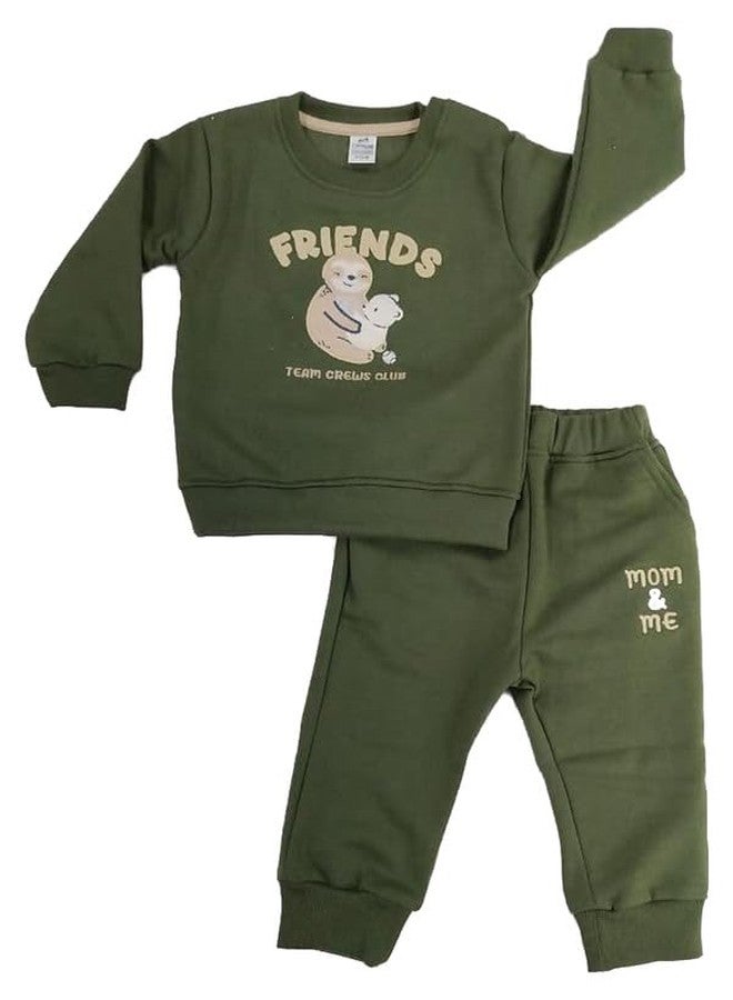 Dollar Junior Tiny Crews Baby Boys Casual T-Shirt Pant Set (KKRN20013_12-18M) Dark Green - Image 1
